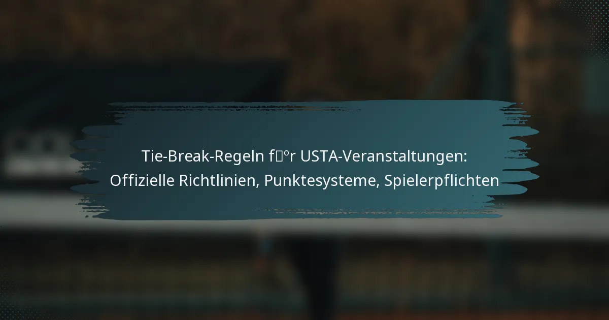Tie-Break-Regeln für USTA-Veranstaltungen: Offizielle Richtlinien, Punktesysteme, Spielerpflichten