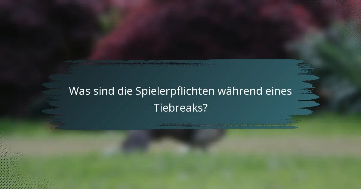 Was sind die Spielerpflichten während eines Tiebreaks?