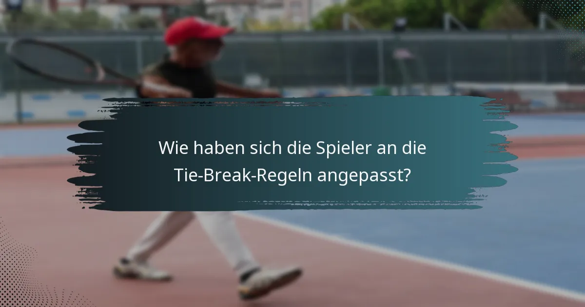 Wie haben sich die Spieler an die Tie-Break-Regeln angepasst?