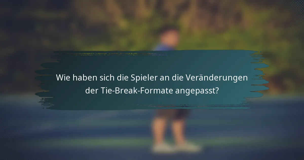 Wie haben sich die Spieler an die Veränderungen der Tie-Break-Formate angepasst?